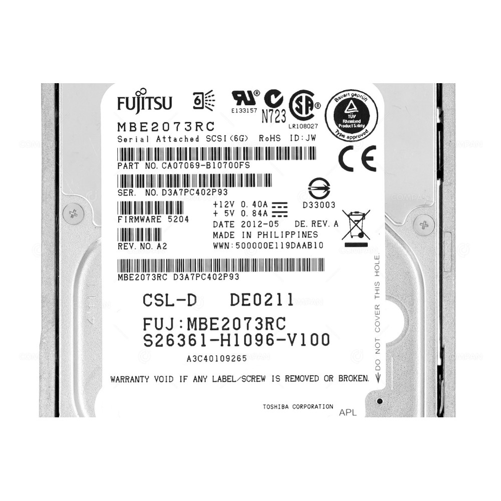 A3C40109265 FUJITSU HDD 73GB 15K SAS 6G 2.5" SFF HOT-SWAP
